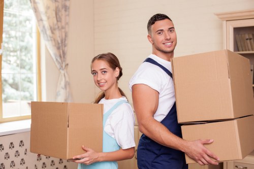 Packing team organising household items for a move in Lamorbey